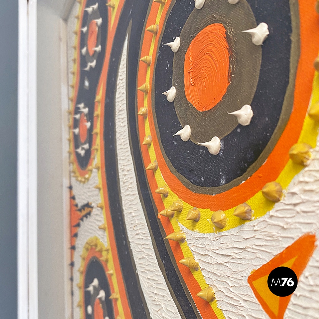 Quadro astratto arancio e blu, 1970 ca.