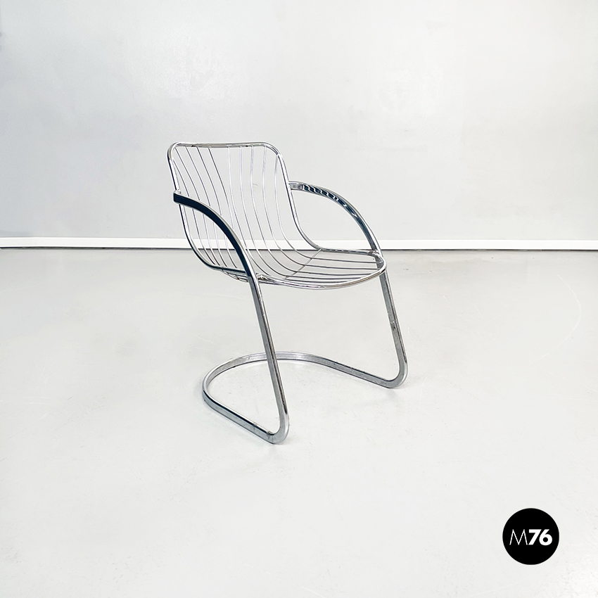 Sedia in acciaio cromato curvato, 1970 ca.