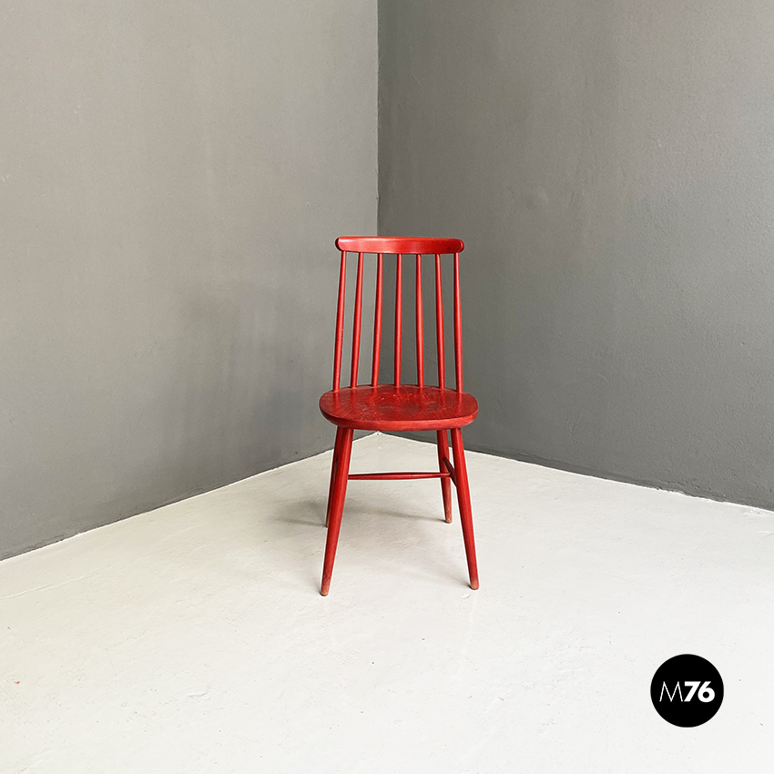 Sedia in legno rossa, 1960 ca. 