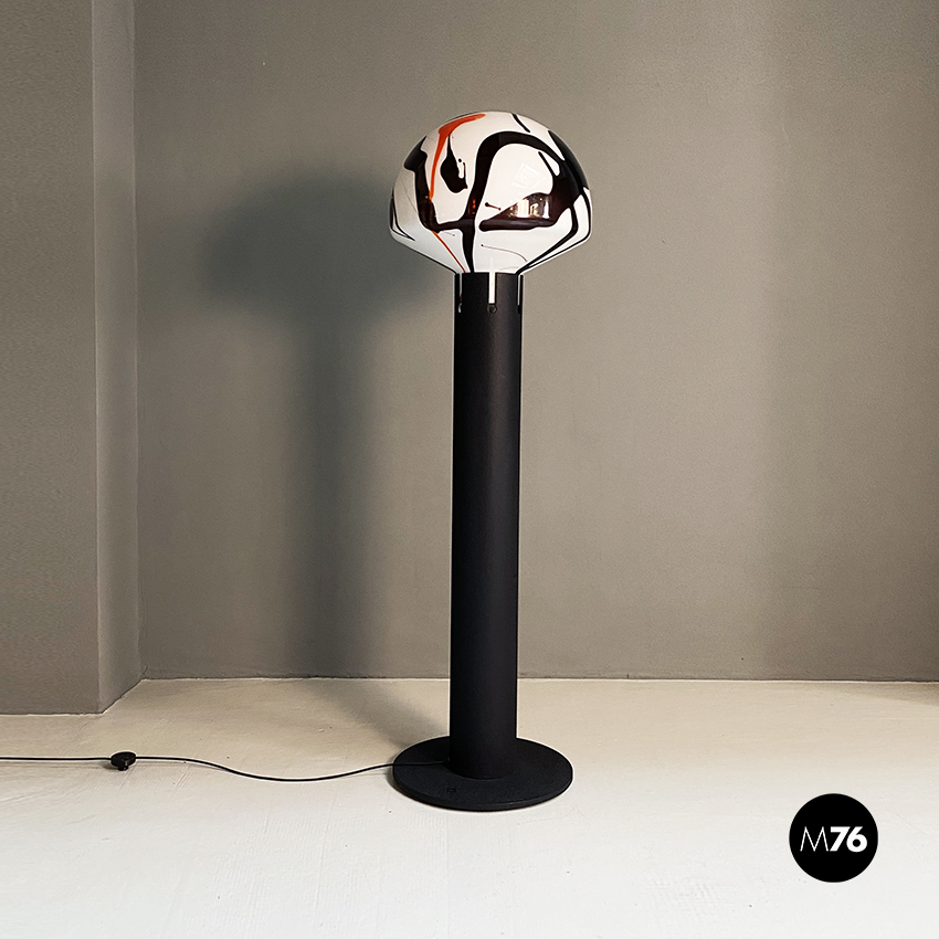 Lampada da terra in metallo e vetro di Murano, 1970 ca. 