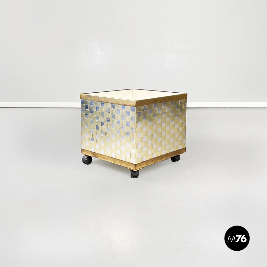 Fioriera in ottone e acciaio, 1970 ca.