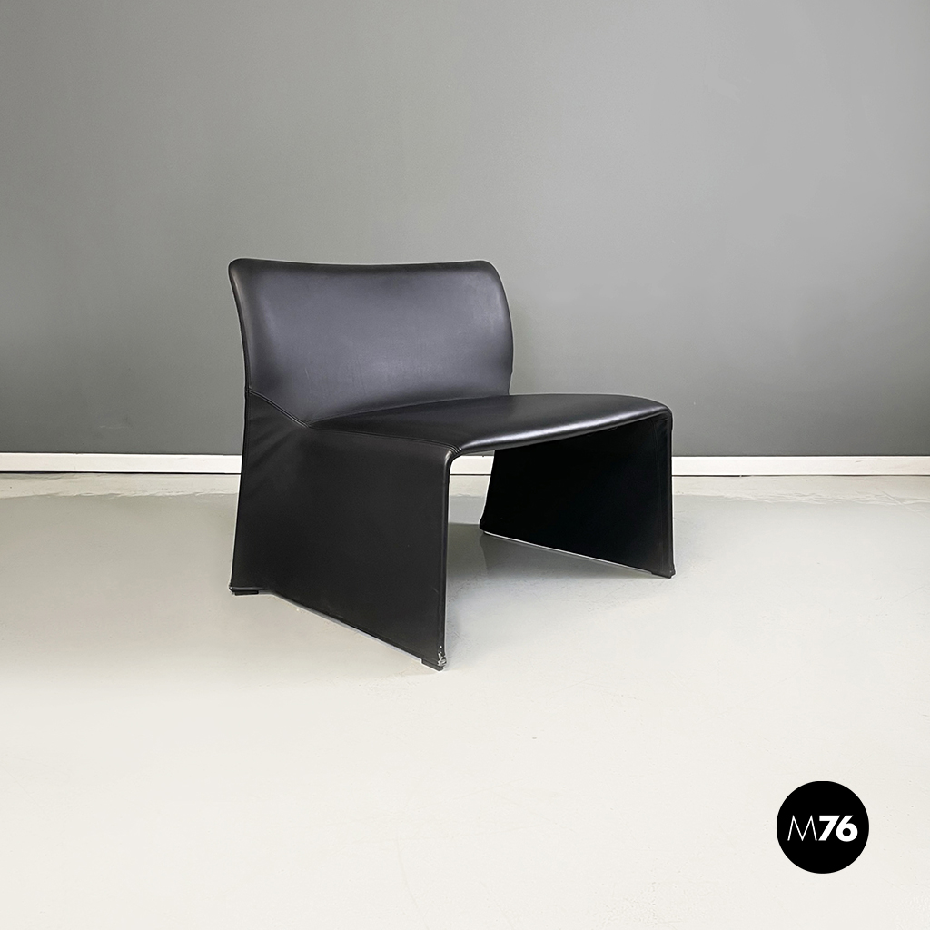 Poltrone in pelle nera, 1970 ca.