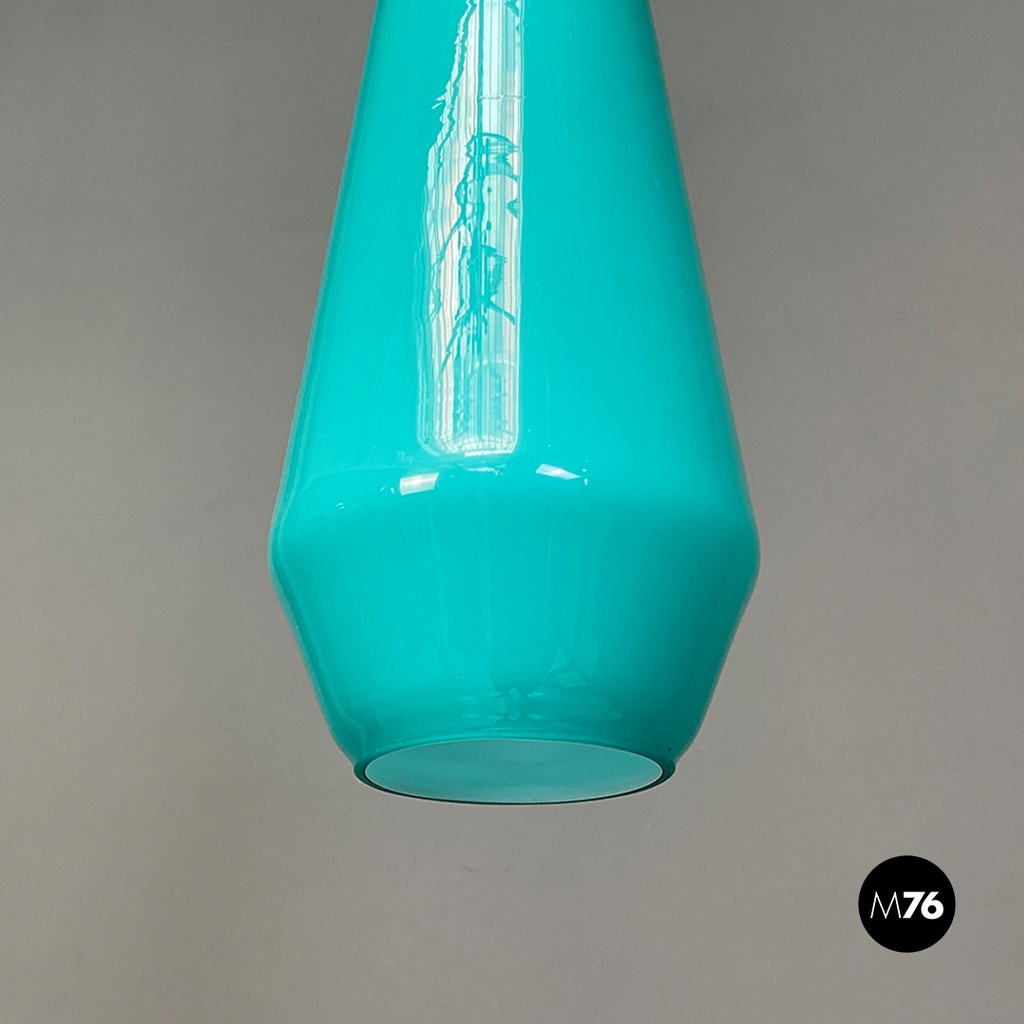 Lampadario in vetro verde acqua, 1960 ca.
