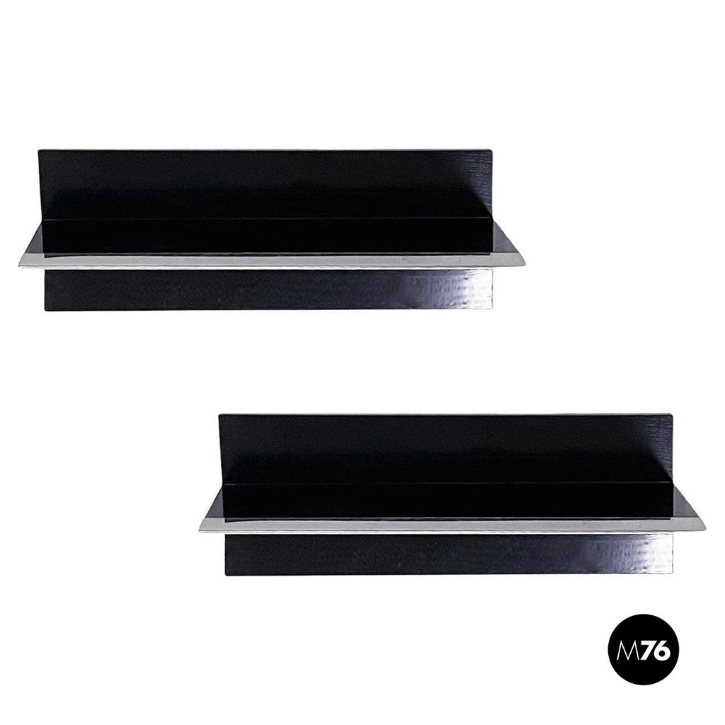 Mensole in legno e acciaio, 1980 ca.