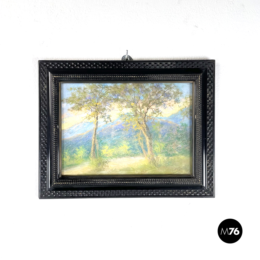Quadro a pastello ad olio con cornice guilloché, 1932