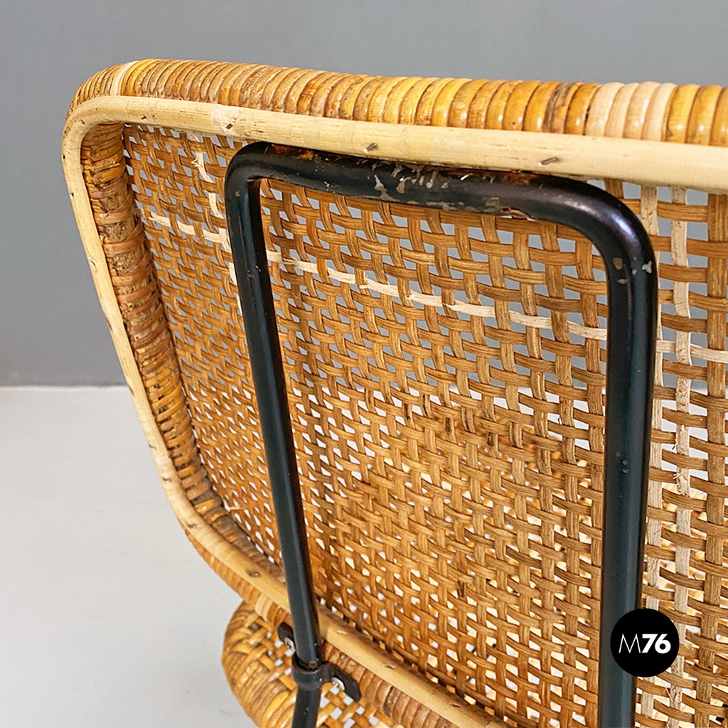 Sedie in metallo e vimini, 1960 ca.