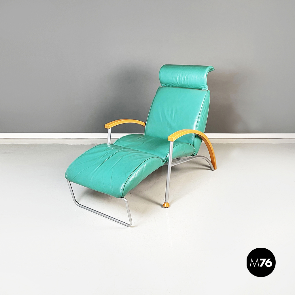  Poltrona in pelle verdeacqua allungabile, 1980 ca.