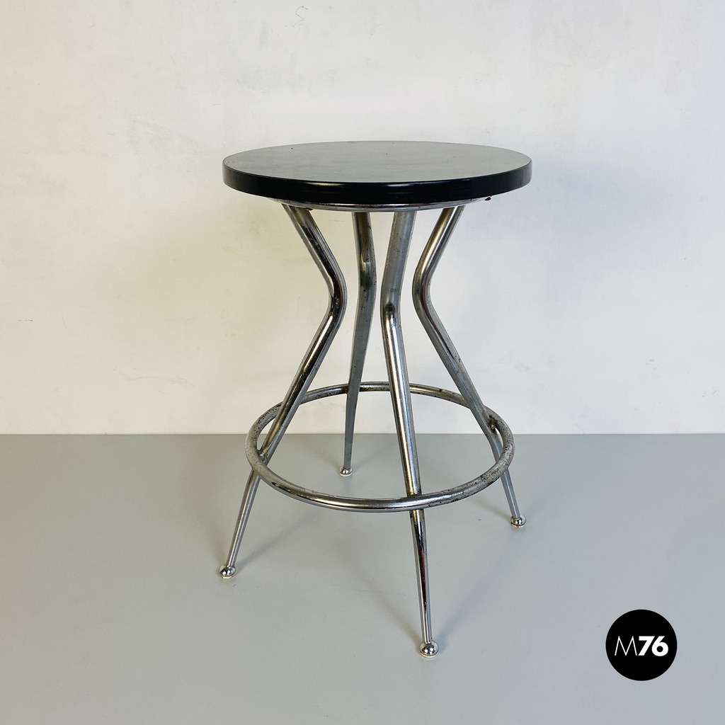 Sgabello in acciaio cromato e formica, 1950 ca.