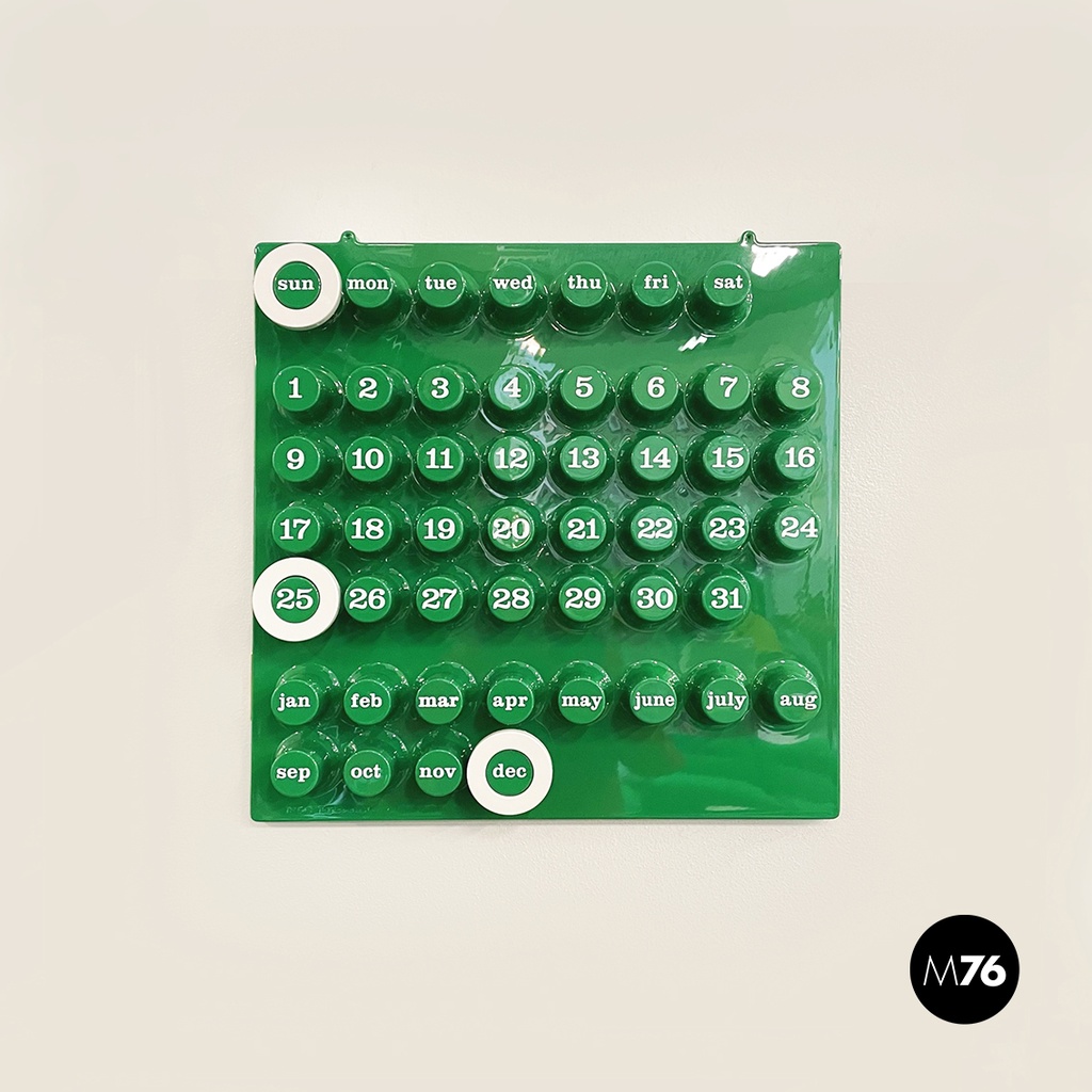 Calendario infinito verde da parete di Giorgio Della Beffa per Ring A Date, 2000 ca.