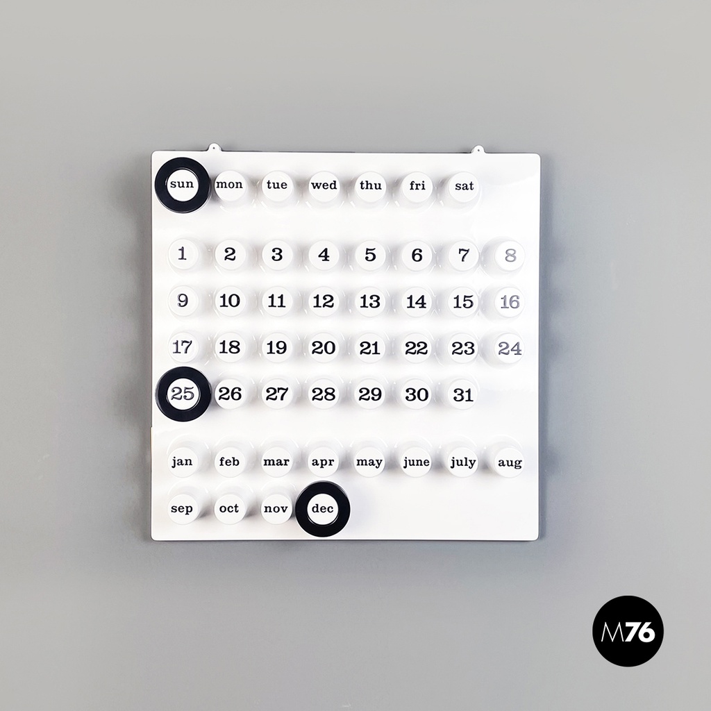 Calendario infinito bianco da parete di Giorgio Della Beffa per Ring A Date, 2000 ca.