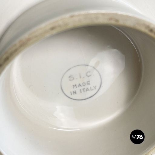 [2220003252] Posacenere in ceramica bianca, 1980 ca.