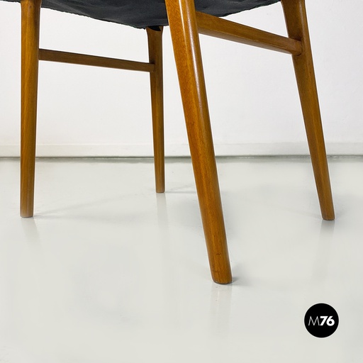 [2320003266] Poufs in tessuto verde e legno, 1960ca.