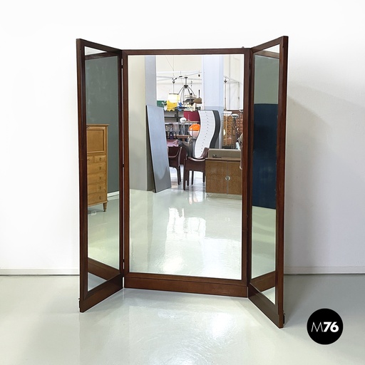 [2420004417] Specchio da terra autoportante in legno, 1960 ca.