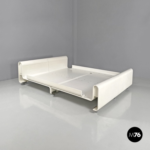 [2420004756] Letto matrimoniale Aiace in legno bianco di Benatti, 1970 ca.