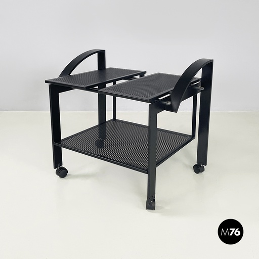 [2420004811] Carrello in metallo nero traforato, 1980 ca.