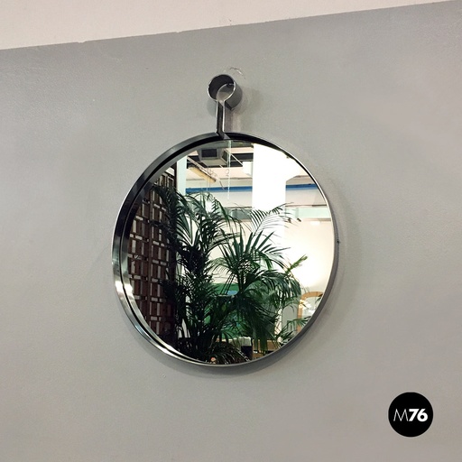 [2220001275] Specchio tondo in acciaio, 1970 ca.