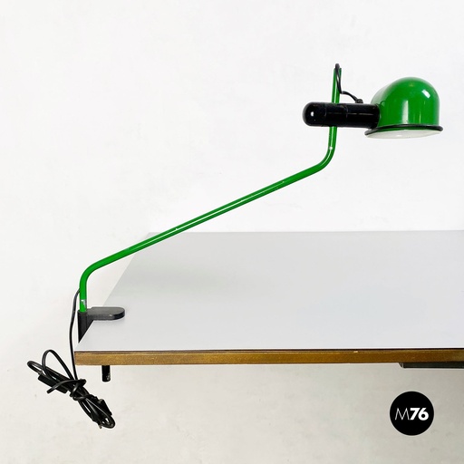 [2220001438] Lampada da tavolo in metallo verde e nero, 1980 ca.