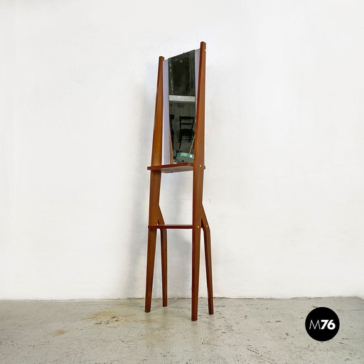 [2220001480] Specchio a figura intera autoportante in legno, 1960 ca.