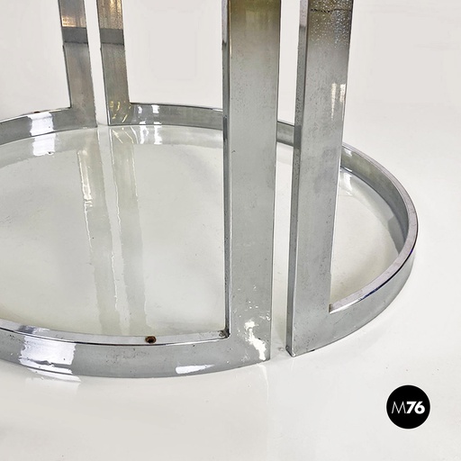 [2220001541] Consolle in acciaio e vetro, 1970 ca.