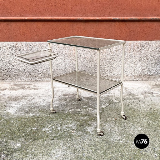 [2220001640] Carrello da laboratorio in vetro e metallo, 1940 ca.