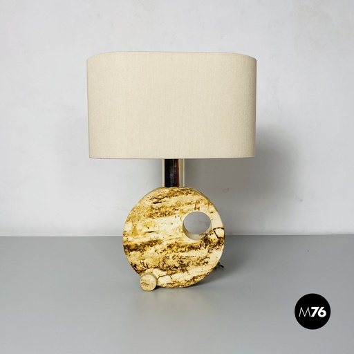 [2220000929] Lampada da tavolo in travertino, 1970 ca.