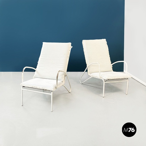 [2220002061] Poltrone da giardino in ferro e tessuto, 1960