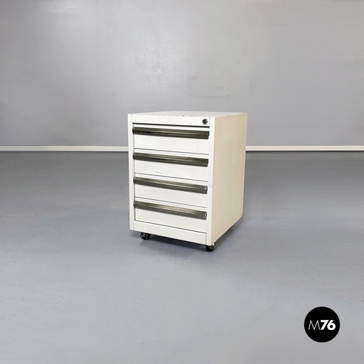 [2220000964] Cassettiera da ufficio Secretary in metallo bianco, 1970 ca.