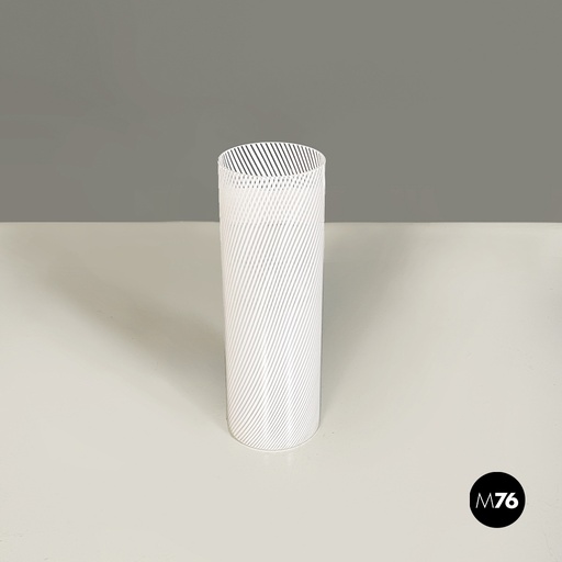 [2320003308] Vaso cilindrico di Murano bianco e trasparente, 1960 ca.