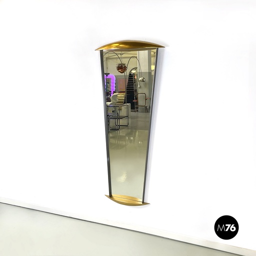 [2320003586] Specchio da parete in legno e metallo, 1980 ca.