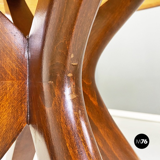 [2320003803] Tavolo da pranzo con piano in vetro rosso, 1950 ca.