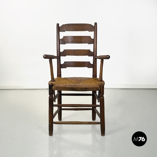 [2320003908] Sedia in legno con braccioli, fine 1800 ca.