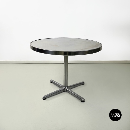 [2320003977] Tavolo da pranzo tondo in acciaio, 1970 ca.