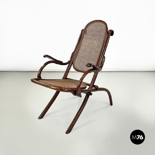 [2320004081] Poltrona Thonet in legno e paglia di Vienna, fine 1800