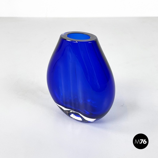 [2320004151] Vaso in vetro di Murano blu di Venini, 1990 ca.