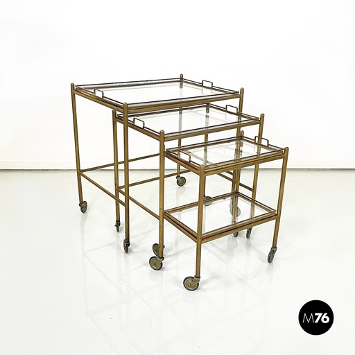 [2320004186] Carrelli in ottone e vetro, 1960 ca.