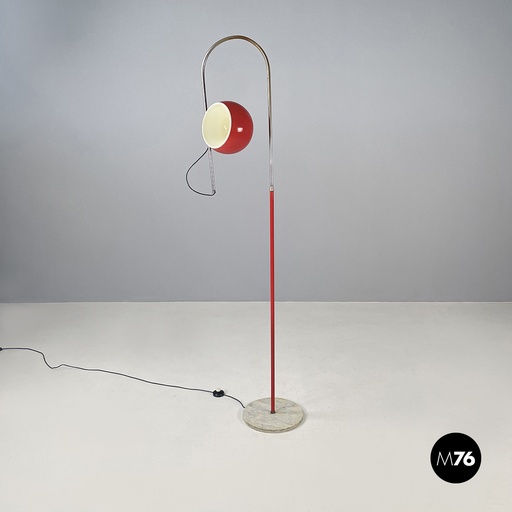 [2420004446] Lampada da terra orientabile in metallo rosso, 1970 ca.