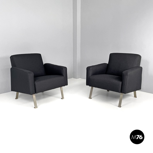 [2420004581] Poltrone in tessuto nero, 1970 ca.