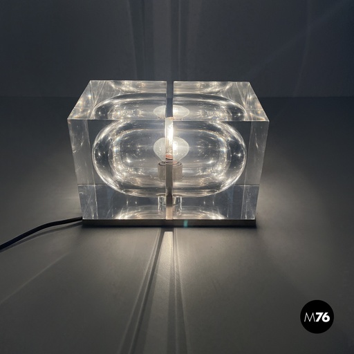 [2420004620] Lampada da tavolo rettangolare in plexiglass, 1960 ca.