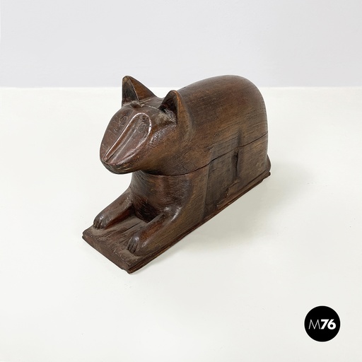 [2420004711] Scatola portagioie a forma di gatto in legno, 1920 ca.