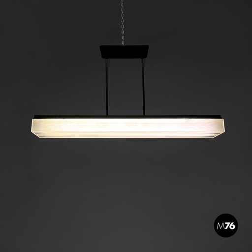 [2420004717] Lampadario a neon con struttura in metallo nero, 1970 ca.