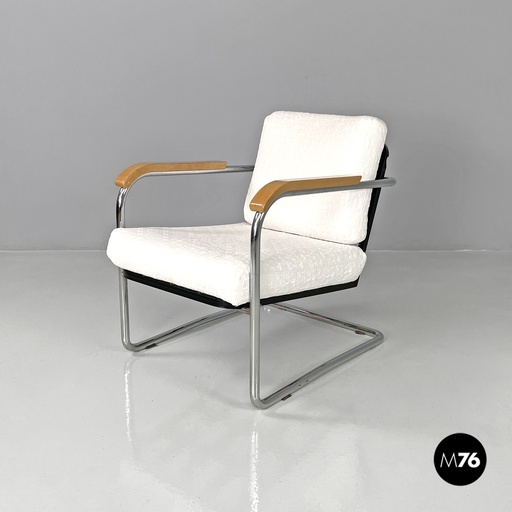 [2420004758] Poltrona 1435 di Werner Max Moser per Embru in cotone bianco, 2000 ca.