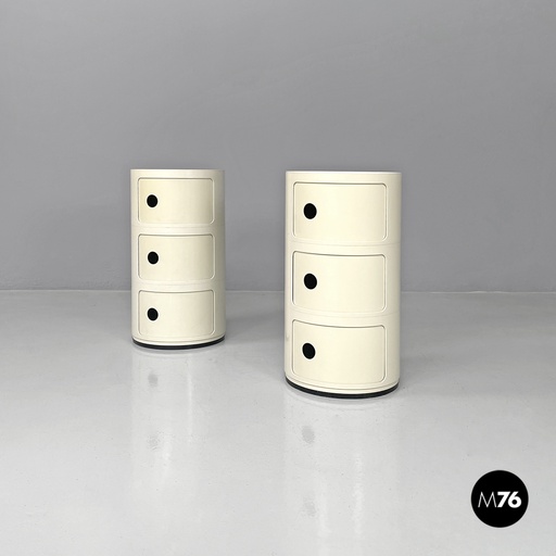 [2420004781] Comodini Componibili bianchi di Anna Castelli Ferrieri per Kartell, 1970 ca.