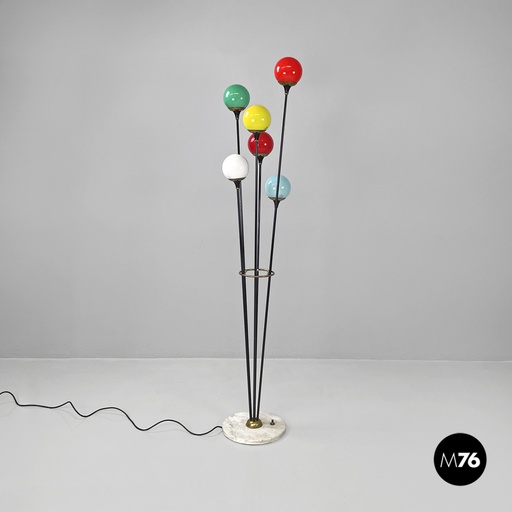 [2420004792] Lampada da terra Alberello di Stilnovo con sei luci colorate, 1950 ca.