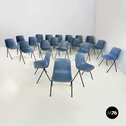[2420004795] Sedie in plastica blu e metallo nero, 2000 ca.