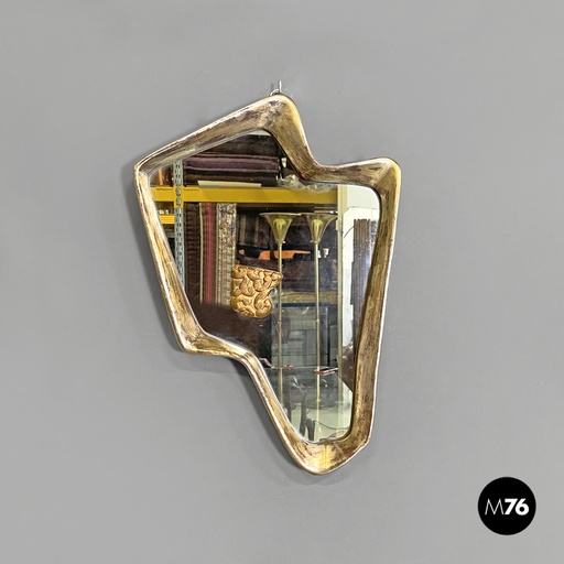 [2420004802] Specchio da parete in legno con cornice astratta dorata, 1940 ca.