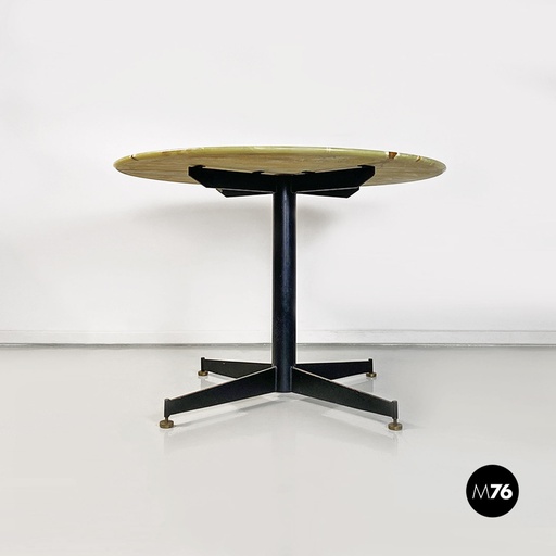 [2420004810] Tavolo da pranzo in onice e metallo nero, 1950 ca.