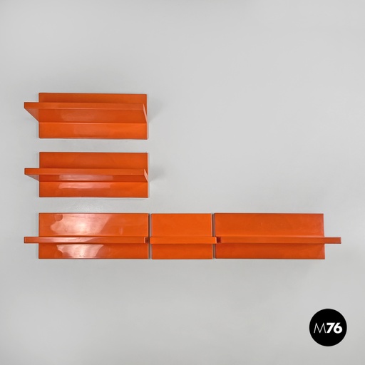 [2420004847] Mensole in plastica arancione di Marcello Siard per Kartell, 1970 ca.