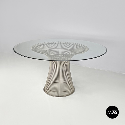 [2420004860] Tavolo da pranzo di Warren Platner per Knoll in metallo e vetro, 1966