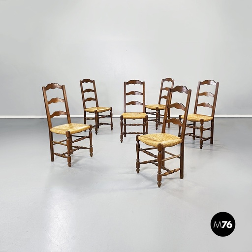 [2220001535] Sedie in paglia e legno, fine 1800. ca.