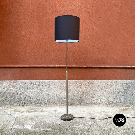 [2220001601] Lampada da terra regolabile in acciaio, marmo e tessuto, 1960 ca.